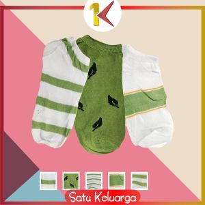 SK-P185 Kaos Kaki Semata Kaki Motif Daun Wanita Gaya Korea / Green Leaf Ankle Sock / Kaus Kaki Pendek Wanita Dewasa / Fashion Woman