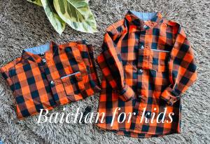เสื้อเชิ้ตเด็ก ลายสก็อต เสื้อทรงอย่างแบด เสื้อเด็กหญิง/ชาย ใส่ได้ พร้อมส่งค่ะ