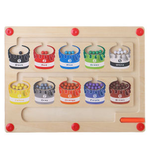 Magnetic Color and Number Maze Montessori Fine Motor Skills Toys Wooden Color Matching Learning Counting Toddler Puzzle Board