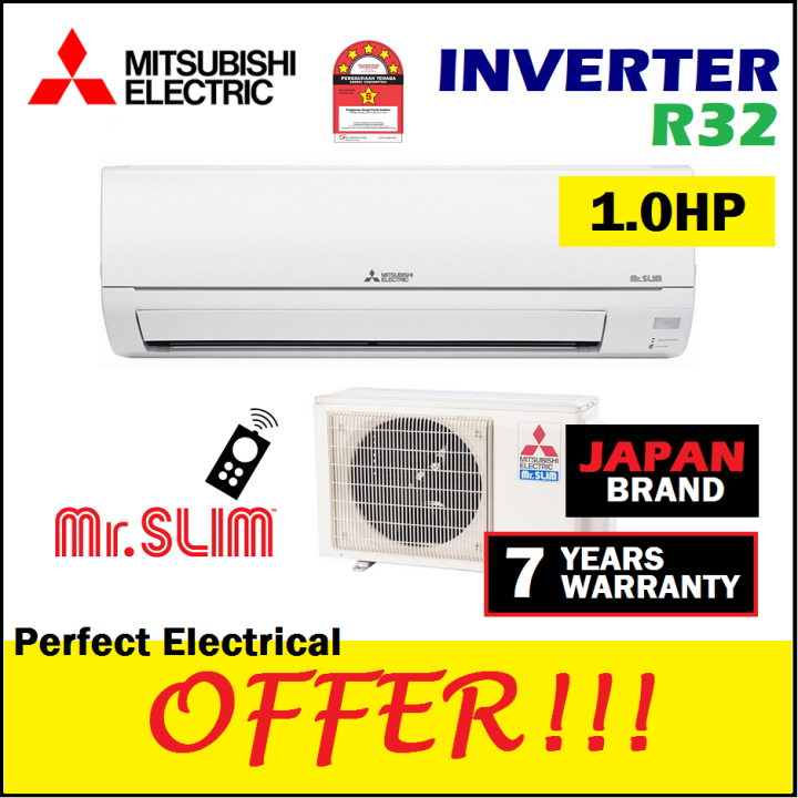 [5 Star] Mitsubishi Electric 1hp Inverter Aircond Air Conditioner Msy