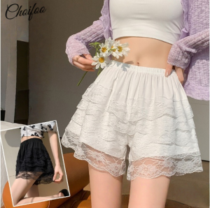 ChoiFoo กางเกงเซฟตี้กางเกงขาสั้นแบบลำลองผู้หญิงใส่ในฤดูร้อนกางเกงเซฟตี้ JK กางเกงซับในโลลิต้ากางเกงขาสั้นลูกไม้หลายชั้นกางเกงขาสั้นทรงแคบฤดูร้อนที่สามารถสวมใส่ได้ภายนอกนุ่มสบายเย็นกางเกงขาสั้นระบายอากาศ