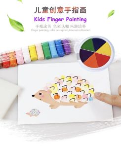 Kids DIY Finger Painting Set Ink Pad Colouring Early Learning Art Craft kraf seni