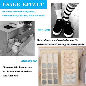 Fans Tone Multifunctional Double Sided 24 Pockets Hanging Bag Socks Bra Underwear Rack Hanger Storage Organizer Wall Hanging Closet Shelves Storage Pockets
