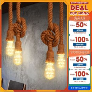 Dây đui đèn dây thừng treo trần 2 đầu 1m dây đuôi trang trí nhà hàng cà phê vintage cổ điển - 08520052