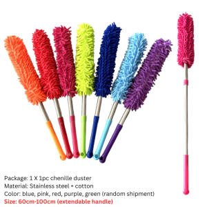 BIN LU Multifunctional Cleaning Duster & Mop | 4-in-1 Sweeper Broom and Towel with Extendable Stainless Steel Handle | Absorbent and Adjustable Cleaning Tool