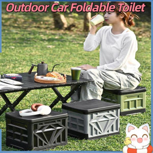 Folding Toilet Portable Reusable Outdoor Toilet Strong Bearing Capacity Trash Can for Tour Emergency Self-driving Travel
