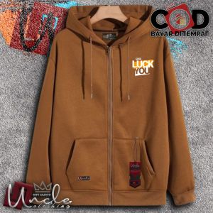 Zipper Pria Distro Uncle.Clothing Warna Sablon Good Luck - Sweater Resleting - Baru 2024 - Murah Keren - Jaket Kekinian -Bisa Cod