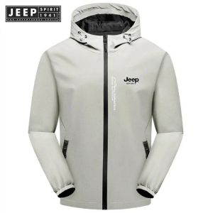 Jeep Spirit 1941 estd jacket for mens autumn hiking outdoor sports waterproof and windproof hiking hooded work jacket
