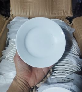 dĩa sứ trắng ngấn size 20cm dĩa lót 15cm