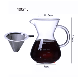 Locaupin Coffee Maker Set Heat Resistant Glass Carafe Hand Drip Filter Coffee Maker With Handle And Scale