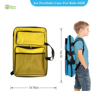 Threetrees ผู้จัดงานแฟ้มศิลปะสำหรับเด็กขนาด38X48ซม. งานศิลปะ Bag15นิ้ว X 18นิ้วสำหรับจัดงานศิลปะ8K เคสสำหรับชุดอุปกรณ์ A3สำหรับถืองานศิลปะพร้อมกระเป๋าและกระเป๋าเป้สะพายหลัง