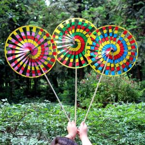 FUJIN สีสันสดใส ความสนใจที่น่าสนใจ ของเล่นสำหรับเด็ก ของขวัญสำหรับเด็ก กิจกรรมกลางแจ้งกลางแจ้ง ของเล่นกังหันลม สปินเนอร์ลม ของเล่นแบบหมุนได้ กังหันลมชั้นเดียว