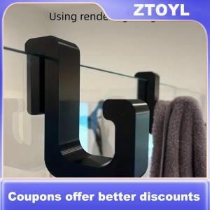 【ZTOYL】 2pcs 3D Heavy-duty Shower Hooksuitable For 8mm Glass Doors - No Drilling Requiredplastic Hook - Bathroom Storage Toweltowel