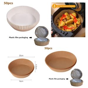 Pad Kertas Penggoreng Udara Disposable Paper Liner Air Fryer 50pcs Round Shaped Non-Stick Oil proof Water-Proof