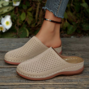 [Free Shipping] 2026 Summer New Style Open-Toe Wedge Sandals For Women Breathable Hollowed-Out Design Thick-Soled For Outdoor Wear Casual Sandals