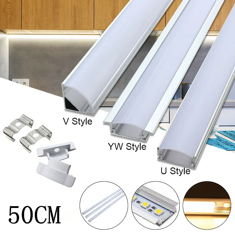 U V YW Style 50cm With Adhesive Back Aluminum Channel Holder Milk