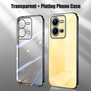 ROAZIC For VIVO V25 5G/V25e Phone Case Luxury Plating Edge Transparent Soft Silicone Casing Shockproof Clear Cover