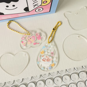 🇲🇾Ready Stock🇲🇾10pcs INS Kawaii DIY Blank Go-ka keychain Acrylic Korean transparent colour Glitter Pendant Gradiant Flashing Style 可爱创意咕卡透明渐变色闪粉手作钥匙扣贴纸