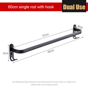 Premium Aluminum Bathroom Towel Rack No drilling Towel Hanger Wall Mounted Single Double Towel Bar Tuala Rak Bilik Mandi Tandas