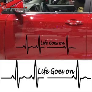 【Pphha】Life Goes on Car Sticker Heartbeat Trackpad Decal DIY Car Motorcycle Body Electrocardiogram Styling Sticker Auto Accessories