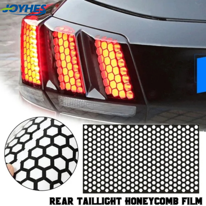 thumbnail image 2 of Universal Honeycomb Tail Light Sticker Decal – 48x30cm – Black PVC Protective Cover 2 of 6