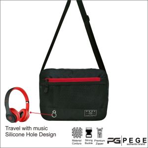 Tas Selempang Bahu Pria PEGE Enver Model Casual Warna Hitam - PG 8949
