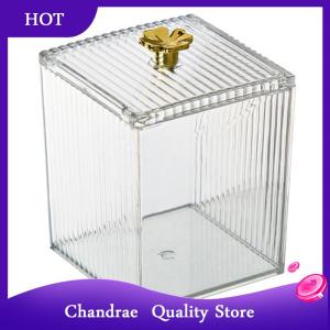 [Chandrae] Makeup Storage Organizer Bathroom Jar Cotton Swab Storage Square Container Cotton Puff Storage Box Cosmetic Cotton Box