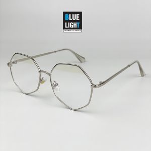 Gọng Kính Cận Kính Giả Cận Nam Nữ Mắt Đa Giác Dáng To Đen Bạc Hàn Quốc - BLUE LIGHT