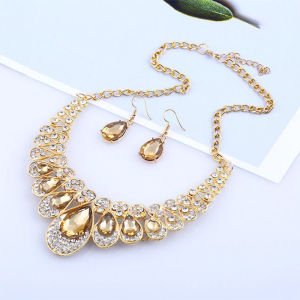 2Pcs/Set Necklace Earrings Shiny Wonderful Bright Color Bridal Earrings Necklace Set for Valentine Day