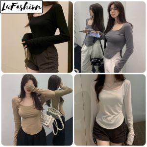 LuFashion Tshirt Women Long Sleeve Korean Style O-Neck Casual Tops