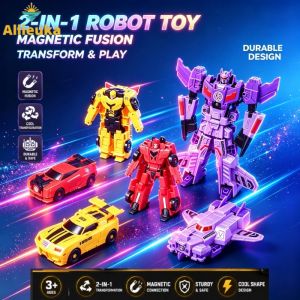 Allieuka 2-In-1 Magnetic Transform Robot Car Collision Fusion Deform Toy High Quality Plastic Kids Toy Gift