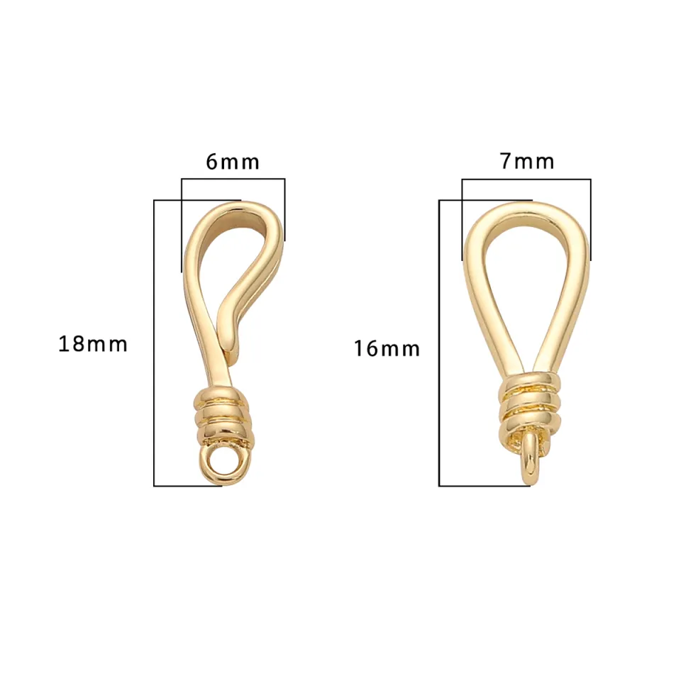 1Set 14K Gold Plated Brass Jewelry Clasp Fish Hook Clasp Closing