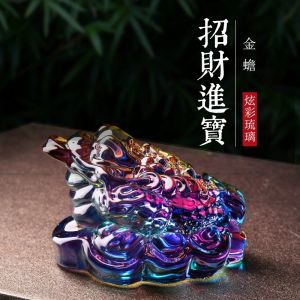 财神爷 財神爺 feng shui 风水招财 水晶财聚宝盆摆件 琉璃财神爷摆件 招财进宝 元宝 琉璃财神 招财水晶元宝粒 五帝钱  Room Decoration Home Decor