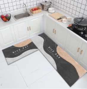Keset Kaki Dapur Alas Karet 2in1 (1set) Anti Slip Mat Keset Kaki Alas Lantai Kamar Mandi Serbaguna