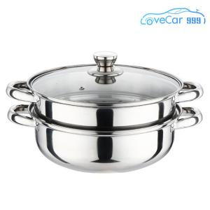 28 CM 2 Tier Stainless Steel Steamer Pot Multipurpose Steamer Saucepot with Lid for Cooking Vegetables Seafood Soups Stews