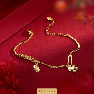Good Lucky Horse Dangle Charms Gold Chain Bracelet for Women Teen Girls