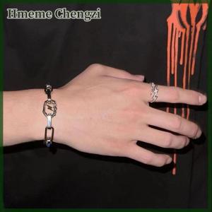 Hmeme Punk Hip Hop Color Zircon Open Rings For Men Fashion Jewelry Gift Creative Adjustable Ring