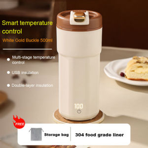 Portable Smart Electric Kettle 500ml 304 Stainless Steel Travel Thermostatic Thermal Flask 220V/USB Cerek Elektrik LCD Display Boiling Water Cup