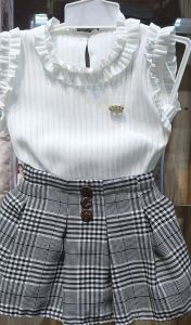 [BabyZoe] Setelan anak perempuan baju ruffle dan rok 6-12 bulan