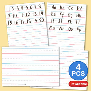 4PCS A3 Writing Practice Whiteboard Develop Childs Writing Skills With Lines Educational Toy Learning Toy Tracing Pad Lined Writing Practice Sheets Reusable Dry Erase Boards Handwriting Practice Whiteboard Erasable Writing White Board for Kids