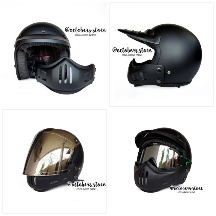 Helm Retro Full And Half Face Helmet HELM CAKIL MODULAR PUTIH