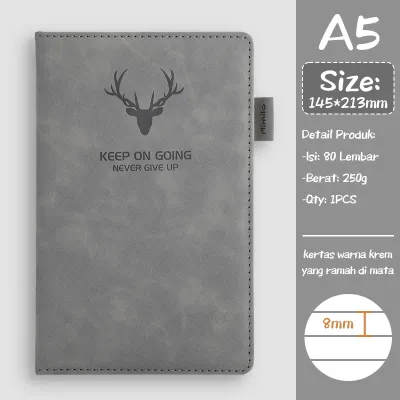 [READY] Aimilo Buku Catatan Notebook A5 Premium Buku Diary Aesthetic Cover Kulit Tahan Air Agenda Meeting 80 Lembar
