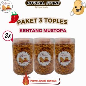 Paket beli 3 Kentang mustofa toples 750ml mustofa kering pedas manis cocok untuk lauk makan kriuk