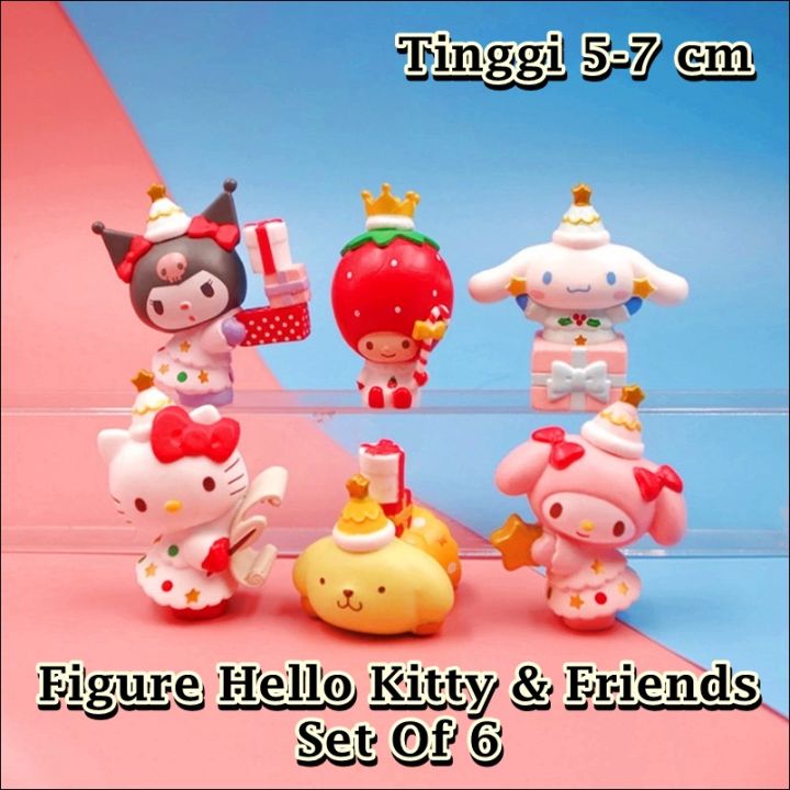 Figure Kucing Helokity Kuromi My Melody Set Of 6 Topper Cake Termurah