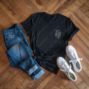 [Local Stock] VCC Line Art Heart Graphic Printed T-shirt Funny Minimalism Style Casual Fashion Loose Harajuku Hip Hop Punk Women Man Streetwear