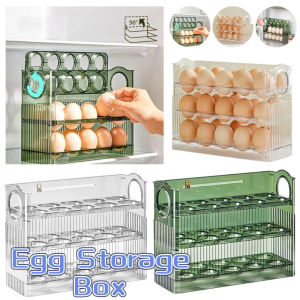 30 Grid Egg Tray Three Layer Egg Transparent Storage Box Organizer Rack Container Automatic Flip