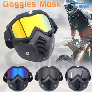 New หน้ากากหมวกกันน็อค แว่นวิบาก หน้ากากพร้อมแว่น กันลม กันแดด หน้ากากกันลม