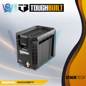 TOUGHBUILT STACKTECH Compact Black Plastic/Metal Tool Box TB-B1-B-60C (26cm W x 34cm H x 40cm D)