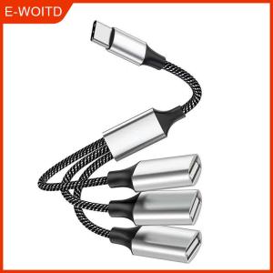 FUJIAS3 1Pcs USB Hub 2.0 Adapter Extender 3 In 1 USB Splitter Cable USB Power Splitter 1 Male To 3 Female For PC Printer U Disk Accessories