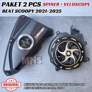PAKET 2 PCS Cover Kipas Spiner dan Veloscope Tutup Filter Corong Udara BEAT DELUXE SCOOPY NEW GENIO KOJ 2021-2025